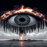**<https://s.mj.run/zvtFloC-qXc> black glitch scanline distorition fire, eyes burning, white pupil with red center, roasting on the beach, dusk cinematic --ar 2:3 --s 666 --p ajjw9qi --sref 4240880785 2348464004 --v 7.0** - Image #4 <@788265797444173834>