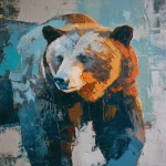 **abstract loose pallette knife painting os a bear with a small pop of blue and teal and orange only --ar 3:4** - Image #3 <@1204459829629026307>