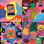 **Packaging design for "Utopian Toast", a collaboration beer between Utopian Brewing and Toast Ale. The beer is known for its rich flavour. Abstract illustration using a limited colour palette --ar 5:6 --raw --sref 527794733 3103643578 5272044 --p yef8s2m --s 50 --v 7.0** - <@1209615304372658177> (relaxed)