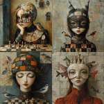 **A full-length picture of a woman with chess, mask multicolor, fish, bird, painting by Naoto Hattori, Didier Lourenço, Kelly McKernan and Hieronymus Bosch --quality 2 --stylize 750 --v 6.1** - <@1051616081585905745> (relaxed)
-# Create, explore, and organize on [midjourney.com](<https://midjourney.com/imagine?from_discord=1>)