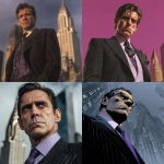 **Harvey Two-Face wearing a black business suit with lavender pinstripes. The Gotham skyline towers overhead. --v 7.0 --s 200 --raw** - <@286172671216058369> (fast)