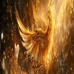 **Divine golden light rays descending from heaven onto floating elemental symbols (fire flame, water droplet, air swirl, earth crystal), angelic wings in background, warm amber and gold color palette, hyper-realistic spiritual energy, cinematic photography --ar 4:1 --v 6.0** - Image #2 <@900787127892180992>