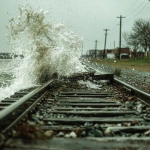 **a wave crashing over a railroad stake** - Image #3 <@320720020030226435>