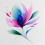 **abstract watercolor flower painting, vibrant brushstrokes, soft flowing lines, colorful ink wash style, pink purple blue green and red tones, minimal white background, expressive modern floral art, elegant and airy composition, inspired by contemporary tattoo watercolor style, fine art illustration, high resolution** - Image #1 <@1128954520425222255>