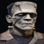 **frankenstein facing straight forward, with thick sewn stitches across his neck, --v 7.0 --ar 2:3** - Upscaled by <@522569949315727363> (fast)