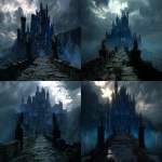 **<https://s.mj.run/e_Y2XUIqviI> A massive dark fantasy castle on the far side of the scene, matching the architectural mood and style of the reference image. A long ancient stone bridge extends from the castle all the way toward the camera, slightly elevated, detailed with cracks, moss, and medieval stone texture. At the end of the bridge, on both sides, stand two large dragon-head statues carved in aged stone, imposing and highly detailed. Dramatic composition leading the eye toward the castle, atmospheric mist, soft moody lighting, dark fantasy ambiance, ultra-detailed, hyper-realistic, cinematic depth, no text, --ar 16:9** - <@806928260780261427> (fast)