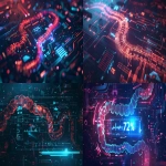 **2D digital web interface featuring a loading bar shaped exactly like a human colon, stylized with circuit-inspired outlines and glowing data flow segments, progress stuck at 72%, corrupted pixels and glitch overlays, warning indicators, digital static and distortion, cyber UI aesthetic, flat vector design, high contrast on dark background --ar 16:9 --v 6.0 --raw** - <@1138484847065698314> (fast)