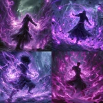 **warlock with an aura of retribution blasting outward with dangerous energy, purple energy, mtg painted art** - <@272909051124383744> (fast)