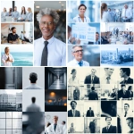 **Images to make a corporative presentation of a company dealing with helth in an organizational environment using people in diferentes jobs** - <@1089475588244389918> (fast)