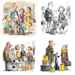 **een cartoon/illustratie van een famillie die is gaan shoppen in een kleding winkel ze hebben allemaal een cadeautje vast, ze lachen en ze zijn gelukkig, er is ook een hond bij de hond heeft een grote kluis in zijn mond** - <@1050084895646568540> (relaxed)
-# Create, explore, and organize on [midjourney.com](<https://midjourney.com/imagine?from_discord=1>)