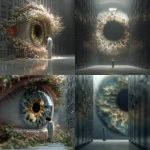 **cinematic. In a futuristic server room, a man looks closely at a single iris that has bloomed within a crack in a server. He is puzzled. Prophetic iris --s 750 --v 7.0** - <@1071135204846096475> (fast)