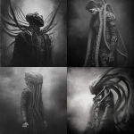 **full length black and white photograph / of a ripped alien man / infused with massive biomechanical tendrils / etched with intricate textures / heavy industrial aesthetics / dark futuristic fantasycore / full length view / eerie / foreboding / grainy / gritty / grungy / macabre / menacing / mysterious / ominous / strange / uncanny** - <@1080572898269466724> (relaxed)
-# Create, explore, and organize on [midjourney.com](<https://midjourney.com/imagine?from_discord=1>)