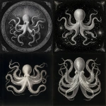 **anatomical engraving of a white octopus floating in the darkness, engraving, illustration, Gustave Diore style, symetric** - <@1019171884983648307> (fast)
-# Create, explore, and organize on [midjourney.com](<https://midjourney.com/imagine?from_discord=1>)