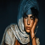**Planet of Arrakis, Dune, Worm, Spice, bene gesseret, harkonin, Paul Atrades, Shadows in a dark room at midnight, Enki Bilal art tykho moon woman beautiful yoga sand dunes, saguaro cacti, beats antique, androgynes DNA strand, perfectly beautiful people, full bodies walking through a desert sand dunes following bedouins, Enki BIlal illustrated STyle Double exposure, extreme details, rich dynamic colors, spirit, invocation, 3d, two sun solar system, full moon, stars, esoteric, sheer, Peridot, emerald green. citrine, ultramarine blue, diamonds, gold, sunset, high contrast, painting classic, oil , diodes, bows, velvet vogue, iridescent, holographic, full body pose, transparent details, colorized, neon pastel color palette, photorealistic, highly detailed, transparent parts, looks like professional hdr photography in fashion magazine, editorial photography, global illumination, moody lighting, post-processing, glowing shadows, chromatic aberration, black and white balance, scattering, beautiful cinematic lighting, lumen reflections, post-production, high fashion, tone mapping, shaders, diffraction grading 3d, octane render, detailed, hyperrealistic, 8k, --chaos 92 --ar 8:5 --exp 50 --s 750 --v 7.0** - Image #4 <@843177938186797076>