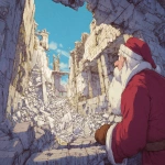 **santa claus looking at the ancient ruins of his first toy factory --ar 7:5 --v 7.0 --raw** - Image #1 <@1071135204846096475>