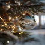 **close up on a christmas ball on a christmas tree, inside the ball you can see the reflection of a beautiful modern living room, realistic, HD --ar 4:5 --v 7.0** - Image #4 <@1215227399508332544>