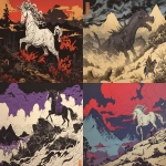 **ultraviolet unicorn ukiyo-e by viktor vasnetsov --ar 16:9 --personalize gc69rzc --niji 6** - <@468111880515354625> (relaxed)