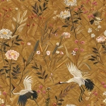 **Seamless repeat textile fabric design, inspired by a vintage embroidered silk quilted jacket, depicting cranes and flowering branches with dense floral fields. Motifs appear as if stitched into the fabric using satin stitch, couching, and French knot techniques, with softly raised, padded thread texture and refined dimensionality. Background resembles woven silk or linen ground, matte and warm. Color palette mirrors antique embroidery: muted mustard gold, blush pink, dusty rose, moss green, ivory, charcoal, and soft black. Composition is rich but balanced, with continuous floral coverage and flowing bird motifs, designed as luxury embroidered yardage rather than a finished garment. Museum-quality textile, heirloom sophistication, flat lay fabric view, no jacket shape, no seams, no garment construction, seamless repeat, ultra high resolution --tile --ar 1:1 --v 6.0 --no jacket, coat, kimono, sleeves, hanger, garment, mannequin, fashion photography, model, photorealism, costume, novelty, cartoon, illustration, watercolor, oil painting, digital brushstrokes --raw** - Image #2 <@1054266890899443812>