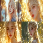 **Blond hair korean young women, gold, happy, pretty, cute --v 6.1 --ar 16:9** - <@1136199270224117860> (fast)