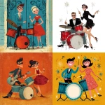 **iconic representation of a rock and roll couple welcoming in the new year where boy is playing drums** - <@409716268476923920> (fast)