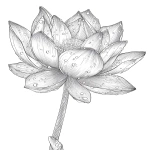**lotus flower with layered petals rimmed in ice crystals for coloring book with crisp line and white background --ar 17:22** - Image #2 <@1117434682276057091>