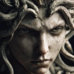 **the beautiful goddess medusa, with detailed realistic snakes as her hair. She will have a determined look in her face. --v 7.0** - Image #4 <@1238241572940943414>
