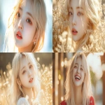 **Blond hair korean young women, gold, happy, pretty, cute --v 6.1 --ar 16:9** - <@1136199270224117860> (fast)
