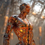 **full body ripped robotic masculine man / with exoskeleton made of forged aluminum / anodized in a stunning finish of elegant bold and eye-catching cosmic orange / electrifying / great and terrible beauty / background depicts ornate complex lattice patterns of beauty and wonder / full length view --no borders, frames, grids, split screens, tiles, women, girls, females** - Image #4 <@1080572898269466724>