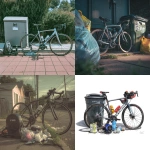 **A realistic picture of a Saris H3 bike trainer and Trek aluminum road bike as trash at curbside. --v 7.0** - <@500534121840246784> (fast)