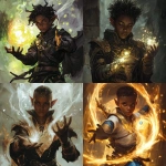 **a brown skinned warlock elf boy doing magic** - <@784252075265490974> (fast)