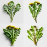 **hyper realistic studio photo of dandelion leaves, without flowers, placed vertically, on a white background** - <@1100010158496686091> (fast)