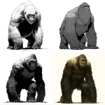 **A large, humanoid creature stands with a heavy, slumped posture and long arms hanging near the ground. Dense, uneven fur covers most of its body, while visible skin on the face and shoulders appears rough and weathered. The head is broad and drooping, with deep-set eyes and a somber, almost weary expression. Its proportions are bulky and asymmetrical, emphasizing weight and mass rather than agility. The overall presence feels ancient, physical, and grounded, as if shaped by harsh conditions over a long time. --niji 7** - <@1018138887199129620> (fast)