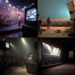 **Create a high-quality ultra-realistic photo background which is colour graded of a 1950s gene vincent rock and roll concert. Have a large tv / screen on the right hand side near the edge of the picture which you can see the whole screen** - <@1168106068602261574> (fast)