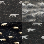 **art deco black background nature polar bears, deco geometric linear background --ar 4:7 --weird 123 --chaos 66 --s 666 --exp 42 --tile --v 7.0** - <@342505012569833472> (fast)