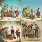 **magic treehouse art style, a turtle, a Dragonborn, an old sailor, and Bruce Campbell in beach attire, arguing next to a treasure chest** - <@275784745206415362> (fast)
-# Create, explore, and organize on [midjourney.com](<https://midjourney.com/imagine?from_discord=1>)