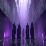 **sinister people in black robes in a futuristic city of stone with purple light, hyper-realistic,4k, --ar 16:9 --v 7.0** - Image #2 &lt;@364211162411171842&gt;