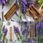 **Lavender incense sticks box, surrounded by fresh lavender flowers, calming and relaxing vibe --ar 4:3 --v 6.0 --raw** - <@1350154422424043543> (fast)