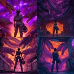 **cyberpunk mechanical snake den with angry chrome snakes with many sharp teeth, neon purple and orange theme. cyberpunk woman standing in foreground with back to camera, holding a pilot helmet** - <@820024234734518302> (fast)