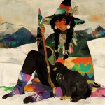 **Warrior witch thundersnowpunk with long braids and stylized warrior witch’s hat and platypus companion in the snow --sref 1999999999 1999999991 416557976 2252558232 698008135 1078492728 2187294478 217414415 416417418 7337 80085 696969 47 73 97 100 --sv 4 --niji 6 --p grjlt42 --raw** - Image #4 <@948741381743083580>