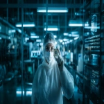 **photo, photo real, realism, film photo, 35mm, film grain, fujifilm, portrait, F1.4, Natural light, dramatic light, modern, reflections, science, white and bright color pallette, a woman engineer in a semiconductor clean room holding up a new microchip design, cinematic, --ar 16:9** - Image #2 <@947348620636729354>