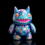 **vinyl toy colourful super cute japanese art yokai kappa from a coral reef with psychic mind powers of esp and glossy led digital eyes, and many japanese art patterns glossy --v 7.0** - Image #2 <@1014981691850371152>