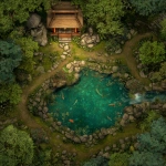 **a tabletop vtt battlemap. Gridless. a hidden japanese kami shrine in a forest. a pool with carp and lilypads. a small stone shrine. Foundry roll20 style vtt map --v 7.0** - Upscaled by <@607670360539660330> (fast)