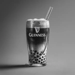 **classic pint of guinness merged with bubble tea, straw coming out of the glass, black and white photo, cool, edgy fashion editorial vibes** - Image #3 <@1176533510887063603>