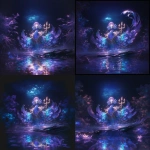 **Over-the-top flashy logo of a peacock god of the sea, neon colors, glitter feathers, golden trident, shiny disco vibes, exaggerated vanity, kitsch fantasy style, bold esport emblem look, glowing outlines, flashy gradients, absurdly glamorous underwater scene --ar 1:1 --s 750 --niji 6** - Zoom Out by <@1014567976839680070> (fast)