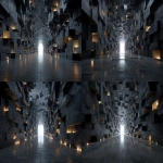 **Futuristic wall made of layered cubes, symmetrical perspective, high wall covered with floating and embedded cubes of varying sizes, metallic texture, cyberpunk atmosphere, endless corridor, volumetric lighting, dark sci-fi atmosphere, top-down view, ultra-detailed, --s 250 --v 7.0** - Remix (Strong) by <@1057577968781762630> (turbo)
-# Create, explore, and organize on [midjourney.com](<https://midjourney.com/imagine?from_discord=1>)