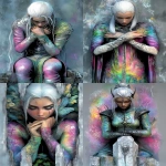 **&lt;https://s.mj.run/wPtzU6hV7AQ&gt; &lt;https://s.mj.run/DIx2ZNck0Ec&gt; chiseled relief made from burnished opalized wood, bone and silver bitcrushed manneqin of a vampire necromancer from umbra reign, evil, summoning white walkers in tundra, haze, snow geomagnetic storm, graphic novel comic style by alex ross --ar 89:128 --sref 458070931 2538608796 3591463543 --profile sdcgav1 --v 6.1** - &lt;@1002947002323185734&gt; (relaxed)