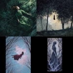 **phantom woman floating betewwn the trees melancolic, gouache painting** - <@1282363709964025901> (fast)