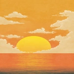 **japanese sunset over calm ocean, minimal silhouette style, warm yellow-orange tones, soft clouds, serene and peaceful mood, inspired by traditional japanese aesthetics, subtle texture, no background, graphic design for streetwear, vector look --ar 2:3 --v 7.0 --raw** - Image #3 <@559495662253899776>