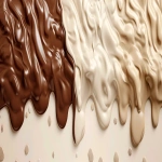 **Flat 2D packaging design, print-ready artwork, horizontal slim format (36 x 15 cm), no mockup, no 3D object, no perspective, viewed straight-on, like a real printed box cover design. Elegant cream background with rich milk chocolate and white chocolate drips flowing from the top edge, smooth and glossy, premium and appetizing, inspired by luxury chocolate packaging. Chocolate drizzles integrated into the design as graphic elements, clean and modern, not messy. Six CLOSED chocolate packages, fully wrapped, front-facing only, showing only the main label/carátula, no open bars, no broken chocolate, no fillings visible. Chocolates arranged in a dynamic horizontal composition, slightly angled and layered for movement, not perfectly straight, visually balanced, creating a subtle portal / stacked entrance effect, premium gift box aesthetic. Chocolates included (all sealed): - KitKat - Kinder Bueno - M&M’s - Hershey’s Cookies and Cream - Oreo - Cadbury Dairy Milk Clean graphic layout, high-resolution, smooth gradients, realistic packaging textures, luxury branding style, flat design suitable for printing, no shadows from studio sets, no mockup lighting, no background depth, no hands, no text, no extra objects. --ar 12:5 --v 6.0 --raw** - Image #1 <@1230385507213639740>