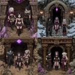 **The crew is fighting into the lavender dungeon --chaos 30 --ar 5:6 --raw --profile snkbdum --stylize 500 --v 7.0** - Remix (Strong) by <@161240424890105856> (relaxed)